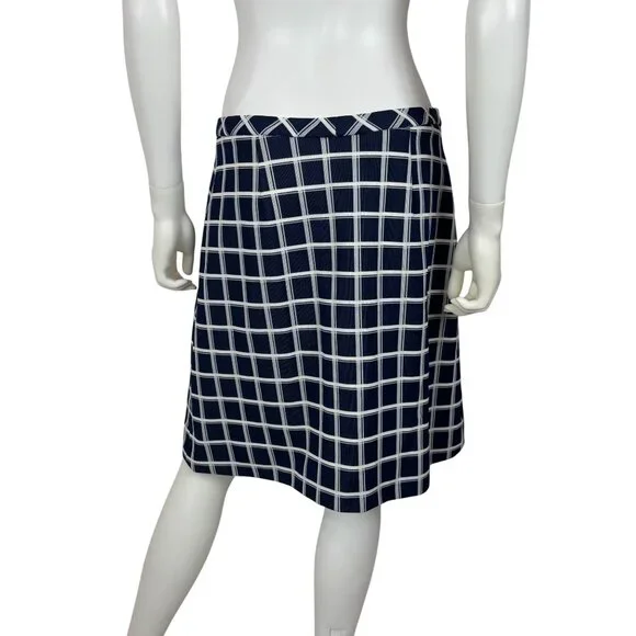 Vintage 70s Plaid Skirt Womens Large Navy Blue Attached Slip Shorts Skort